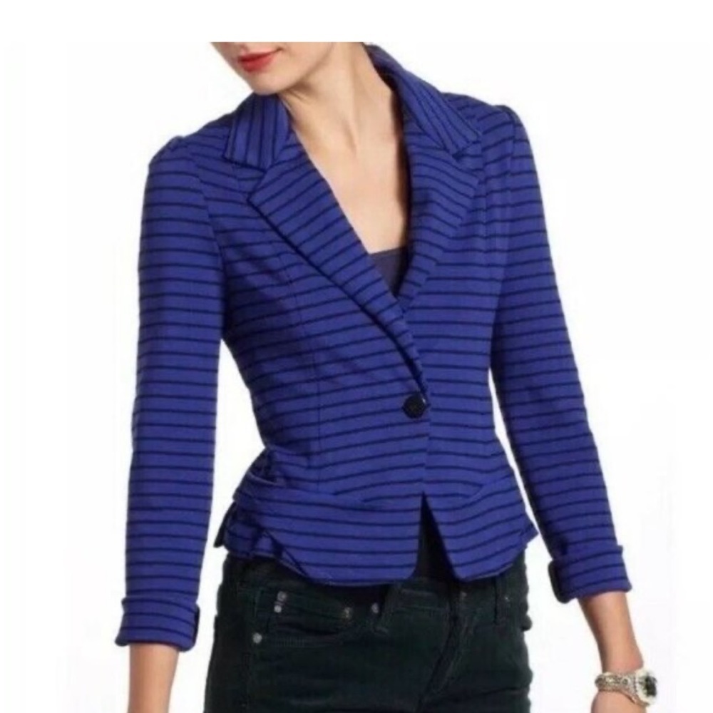 Anthropologie Cartonnier Navy Striped Blazer